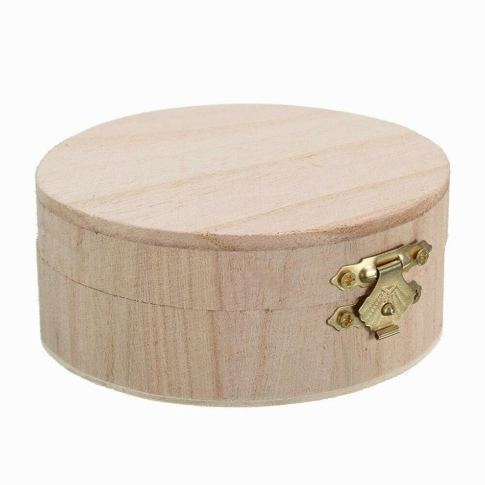 Natural Pretty Square-Round Wooden Jewelry Storage Box Wooden DIY Toys Organizer Base Crafts Art Case Decoration for Children