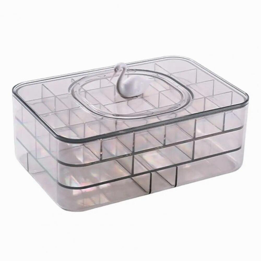 Useful Jewelry Case Grid ABS Multi-tire Jewelry Storage Box Classification Jewelry Box for Bedroom