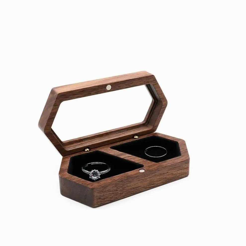 Walnut Wooden Jewelry Box Wedding Rings Proposal Ceremony Diamond Ring Box Wedding Wooden Ring Box Desktop Storage