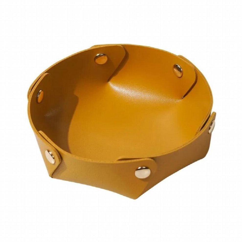 Leather PU Desktop Storage Box Key Plate Cosmetics Jewelry Porch Sundry Storage Box Storage Plate Folding Home Storage Boxes