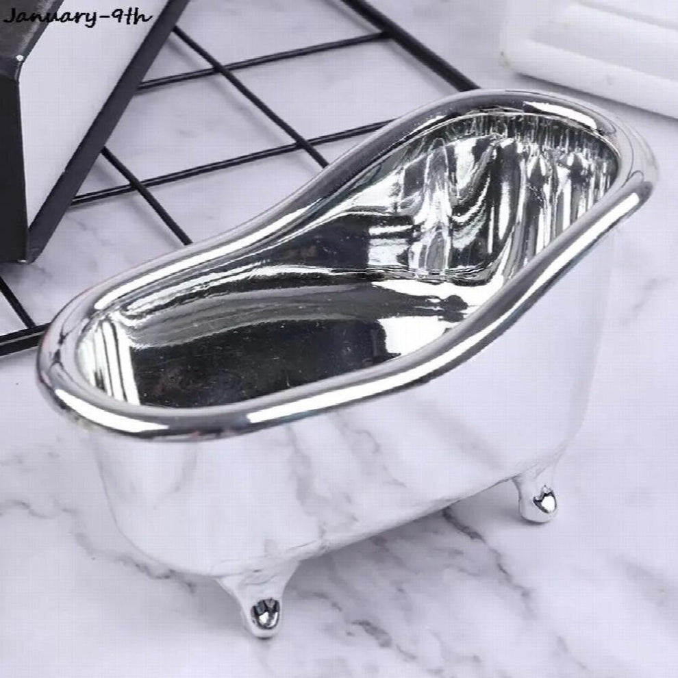 Mini Bathtub Soap Jewelry Storage Box Makeup Organizer Container Desktop Sundry Storage Case Silver Sundries Storage Box