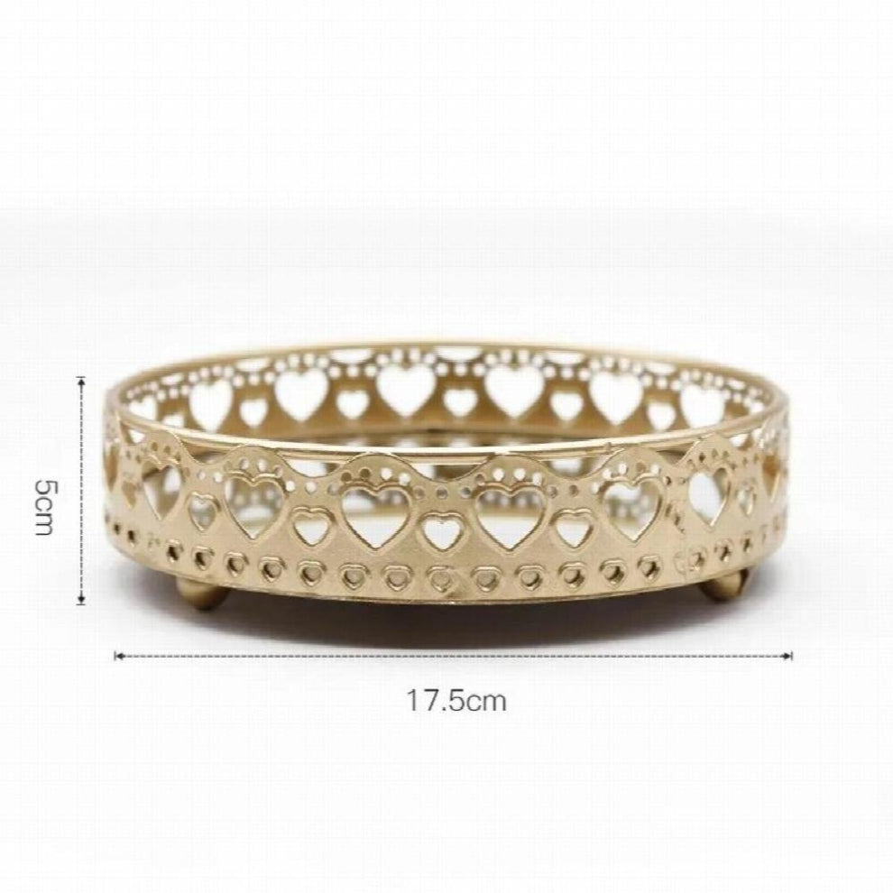 Golden Delicate Jewelry Storage Tray Glass Mirror Base Bedroom Desktop Perfume Storage Box Cosmetic Decorative 1Pc