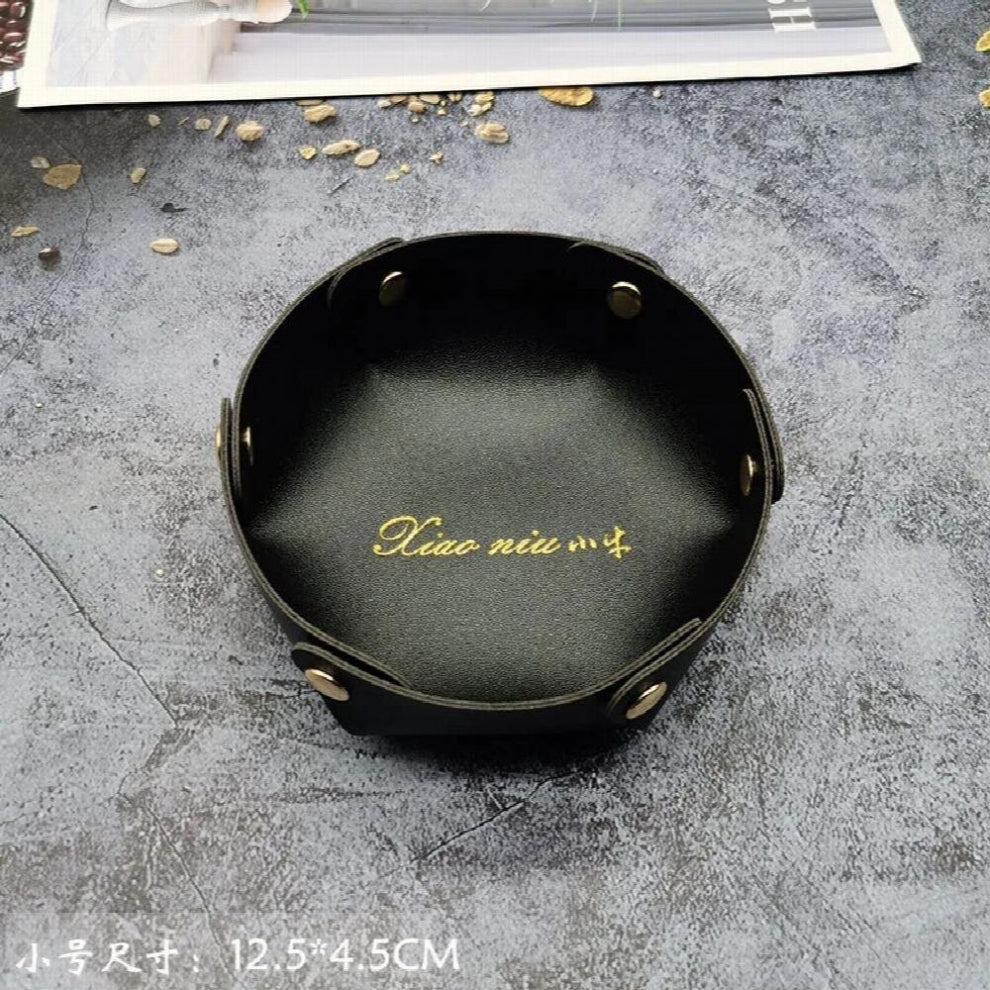 Nordic Round Leather Desktop Storage Boxes Key Door Cosmetic Jewelry Box Porch Sundries Storage Tray Cosmetic Box