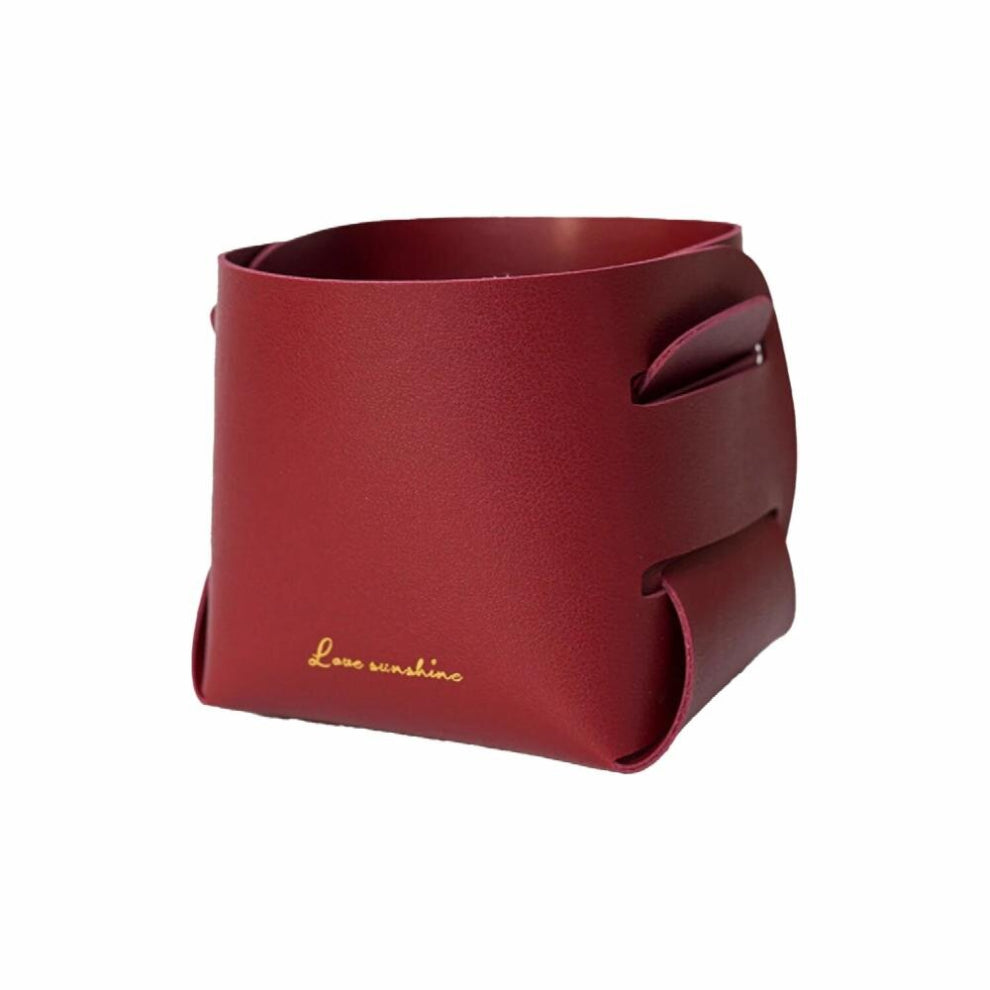 Bronzing Leather Porch Key Storage Box Folding Desktop Cosmetic Organizer Jewelry Ins Storage Stationery Sundries Basket