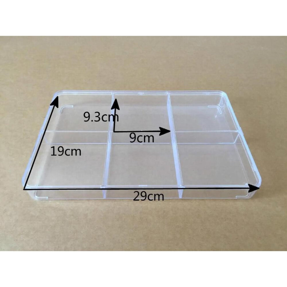Rectangle 6 Grid Glossy Transparent Plastic Box Jewelry Tools Sundries Classification Storage Boxes Bins