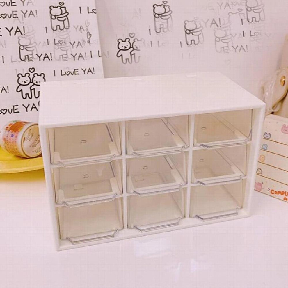 9 Drawer Plastic Storage Cabinet Desktop Makeup Bin Box Jewellery Organizer