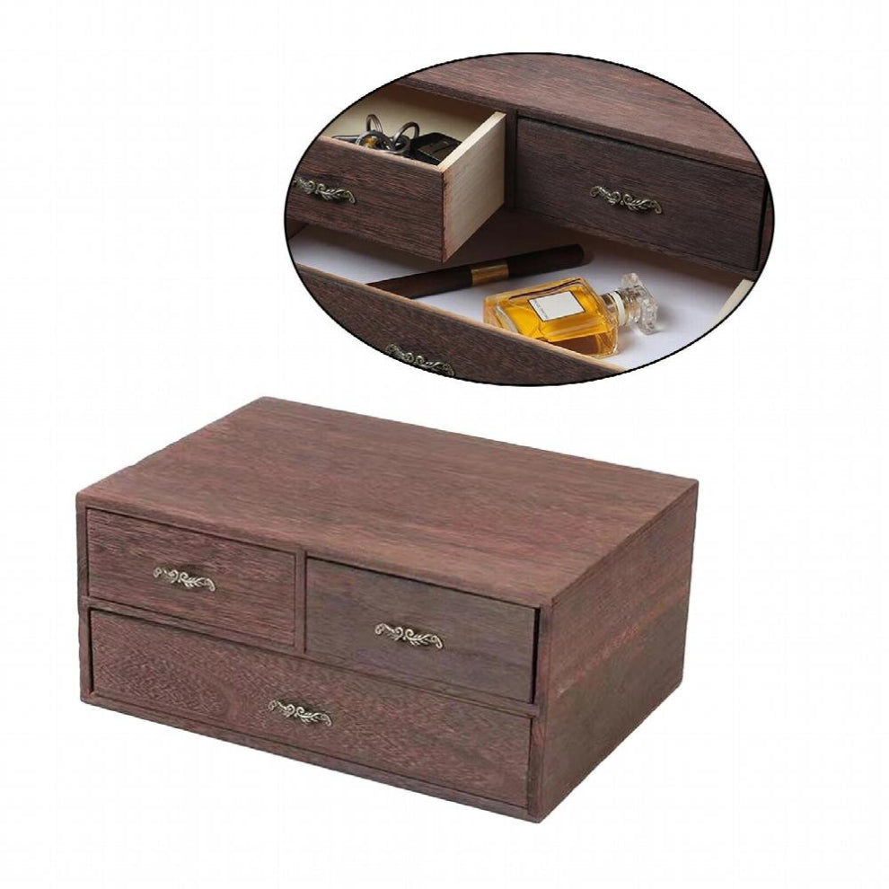 Retro Jewelry Box Drawer Type Organizer Desktop Wood Storage Case Home Decorative Gift Boxes Jewelry Trinket Treasure Organizer
