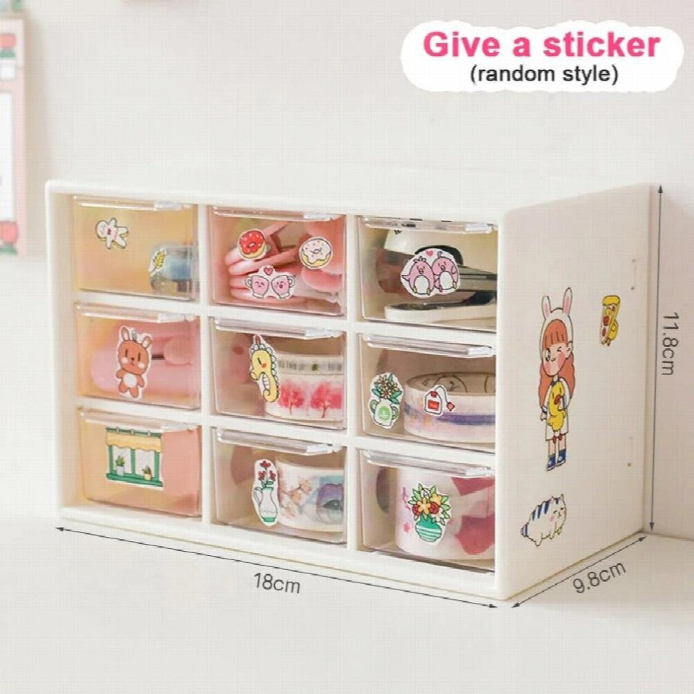 9 Grids Storage Box Desktop Organizer Transparent Cosmetic Jewelry Organizer Student Stationery Storage Box Girl Bedroom Decor