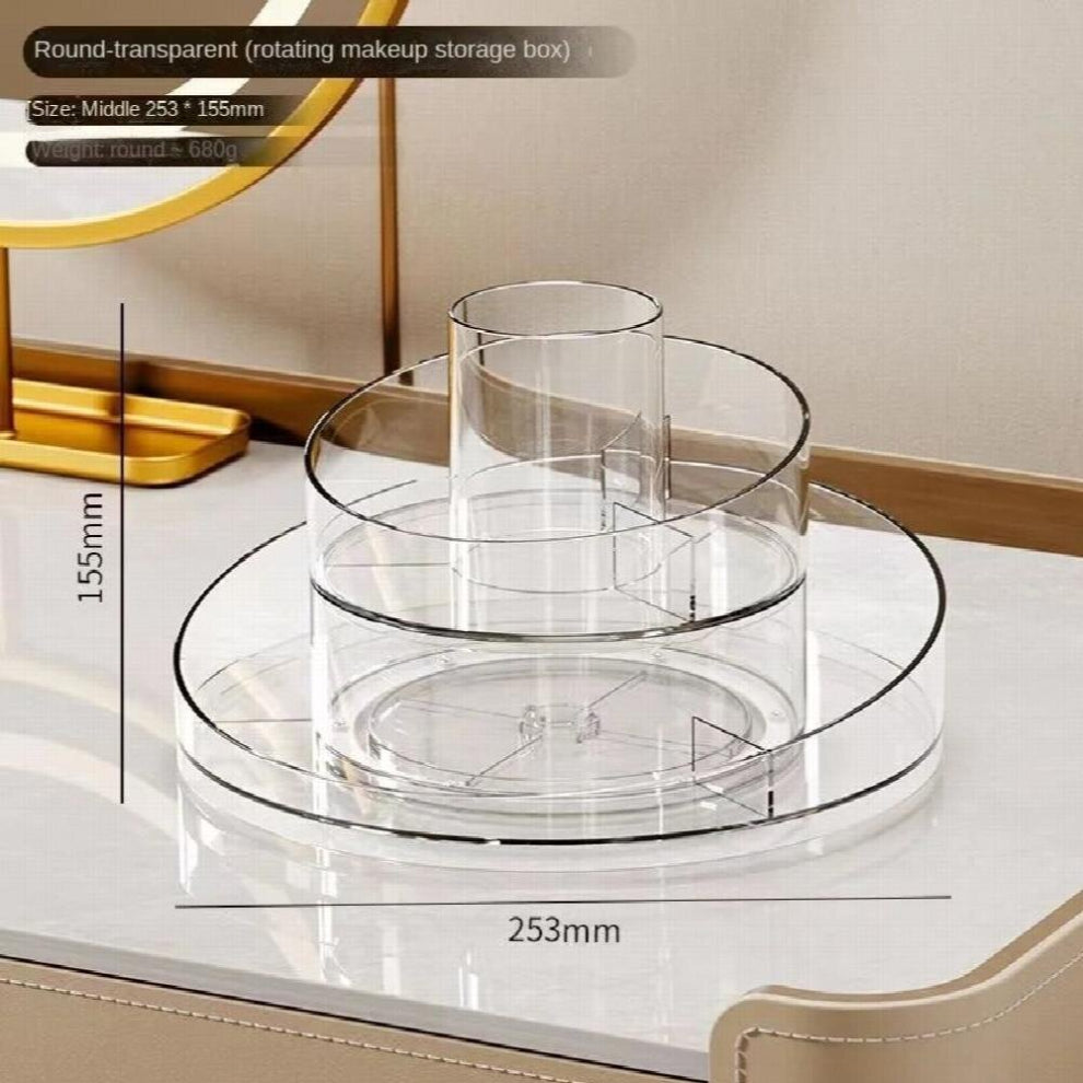 360? Rotating Acrylic Organizer Cosmetic Storage Box Jewelry Organizer Desktop Storage Box Pen Holder Transparent Plastic Rack