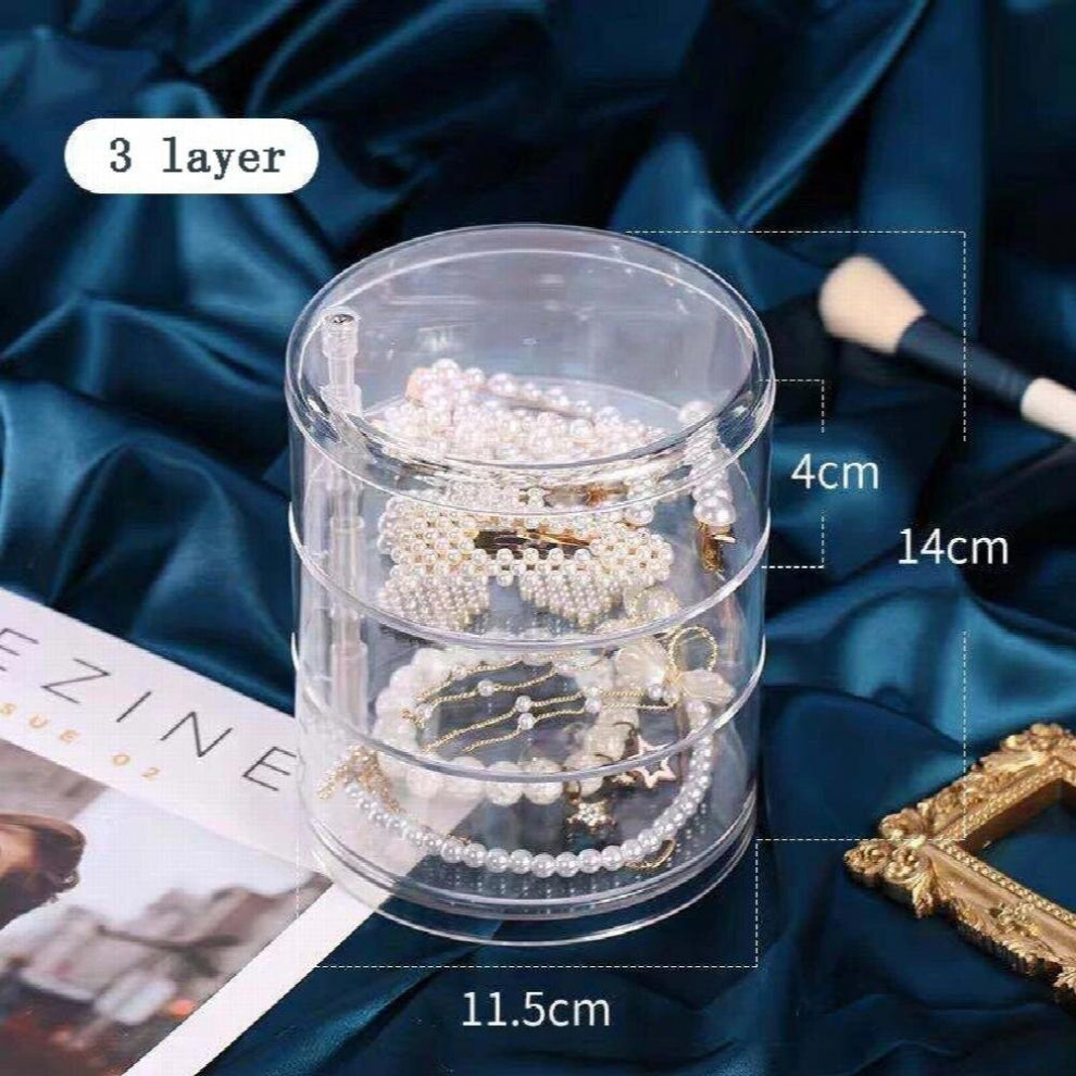3-4-5 Tiers Round Jewelry Organizer Plastic Clear Jewelry Storage Box High Jewelry Case Earring-Necklace Ring Box