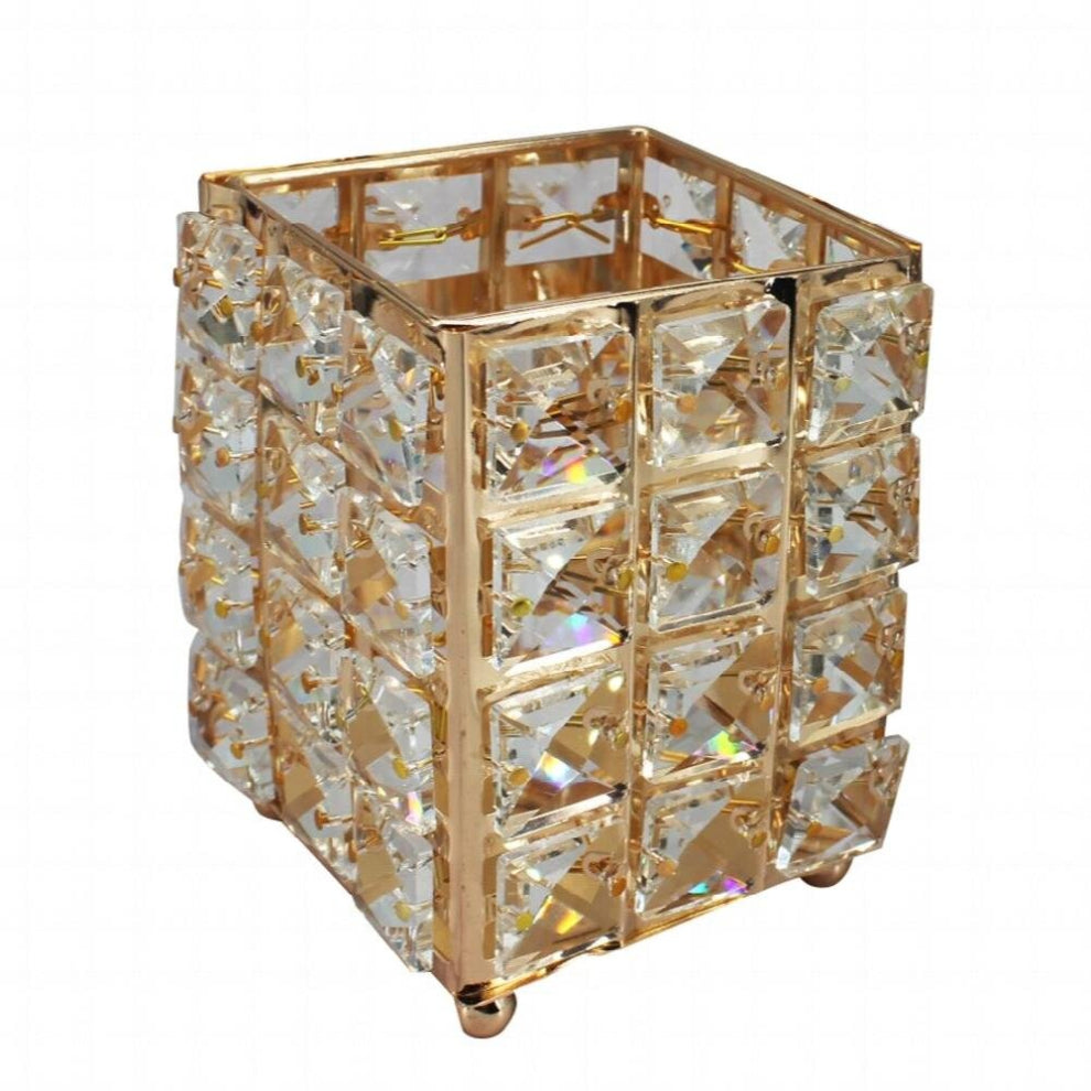 Metal Makeup Brush Holder Crystal Pen Pencil Container Comb Brushes Organizer Jewelry Storage Box