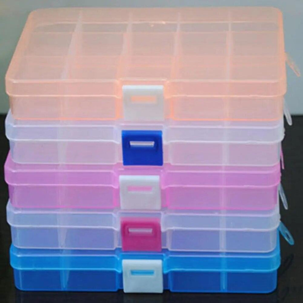15 Slots Removable Transparent Jewelry Pill Home Storage Box Cases-Holder-Organizer Store Earrings-Necklace-Bead-Finger Ring