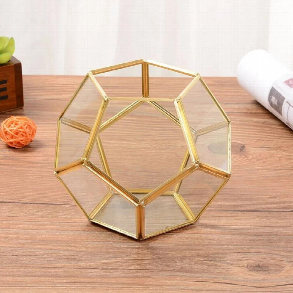 Geometric Glass Jewelry Box Unique Polygonal Table Plant Vase Home Decoration Geometric Glass Container Jewelry Storage Box