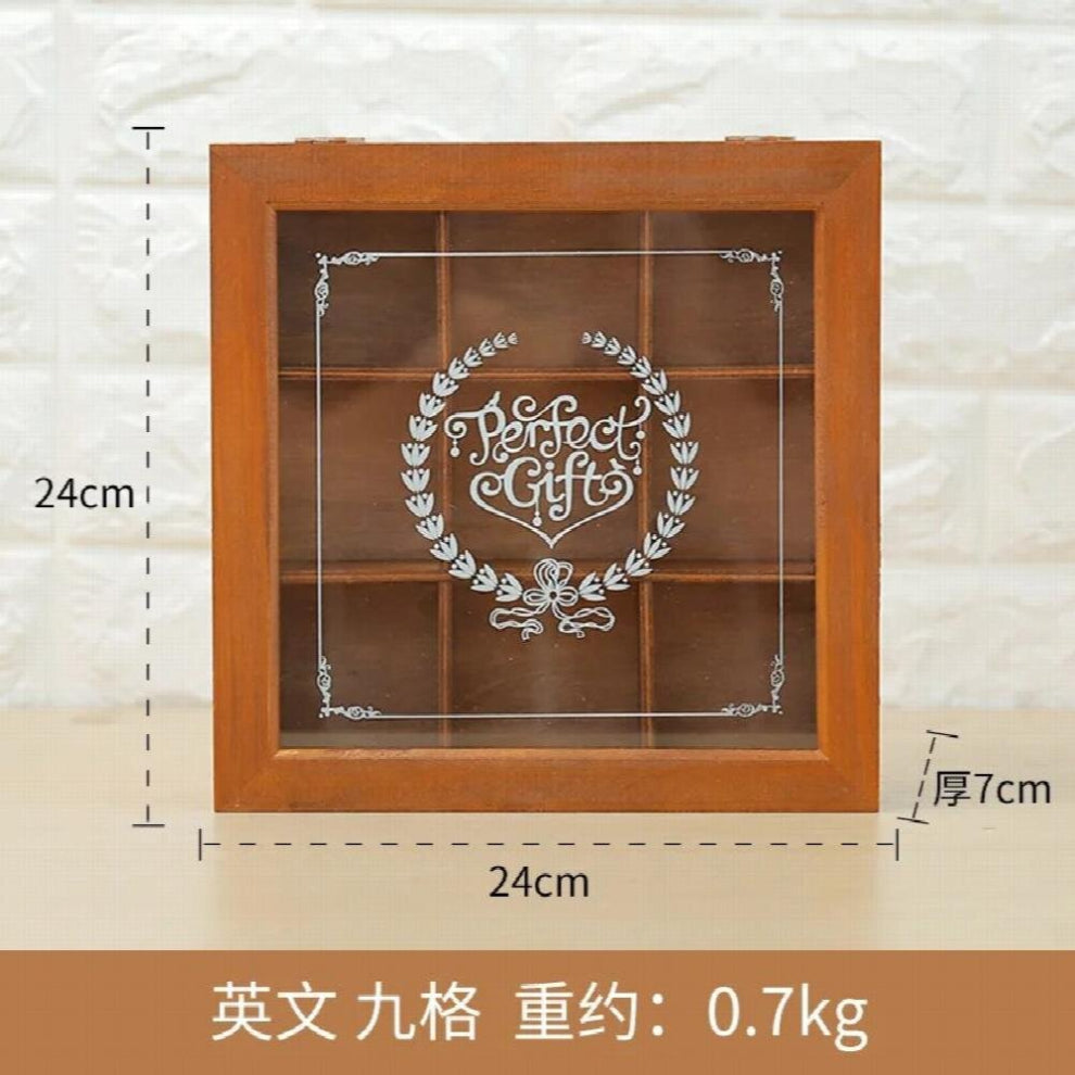 Wooden Retro Desktop Storage Box Square Storage Box Jewelry Box Glass Flip Wooden Box Storage Organizer