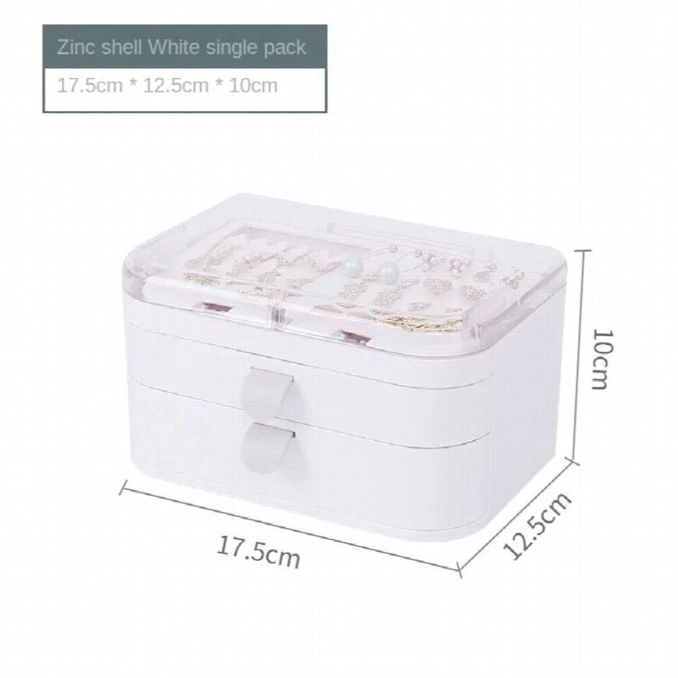 Jewelry Organizer Plastic Transparent Double Layer Desktop Drawer Earring Watch Flip Dustproof Containers Storage Box