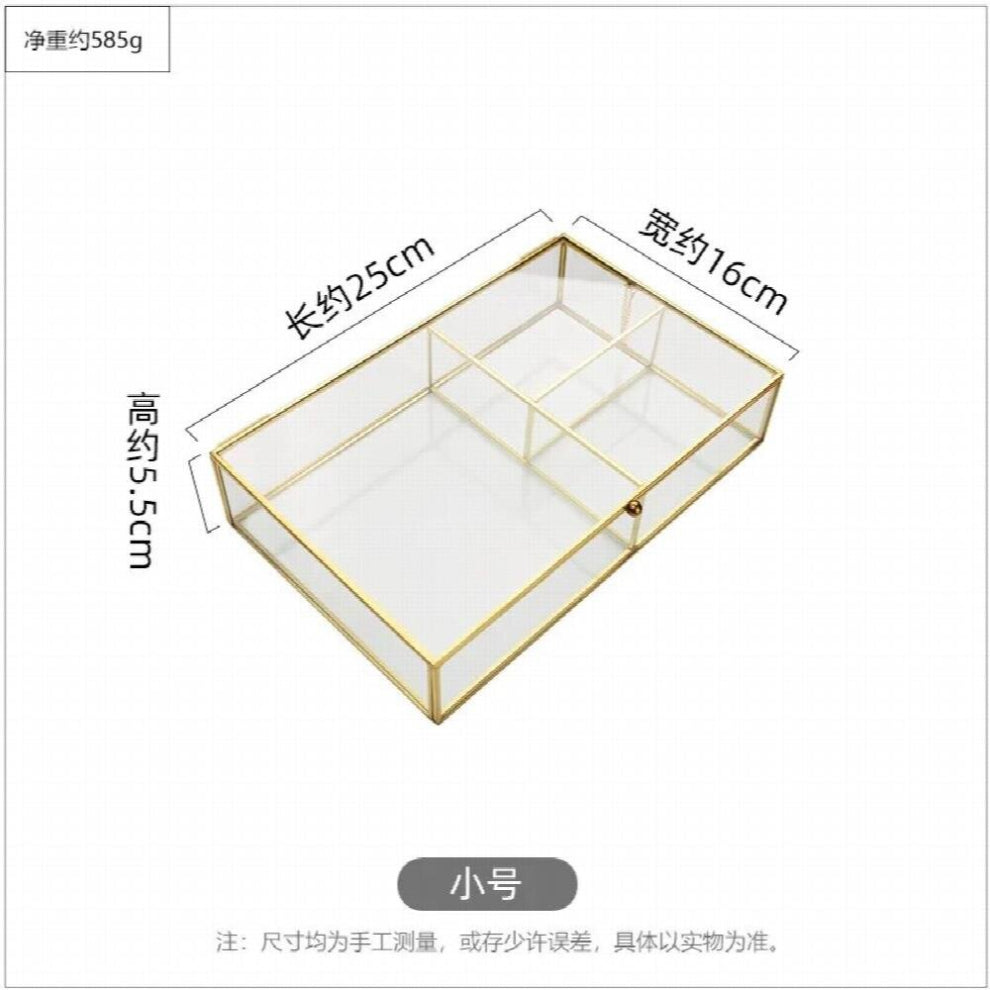 Geometric Clear Glass Jewelry Box Jewelry Organizer Holder Tabletop Succulent MJ