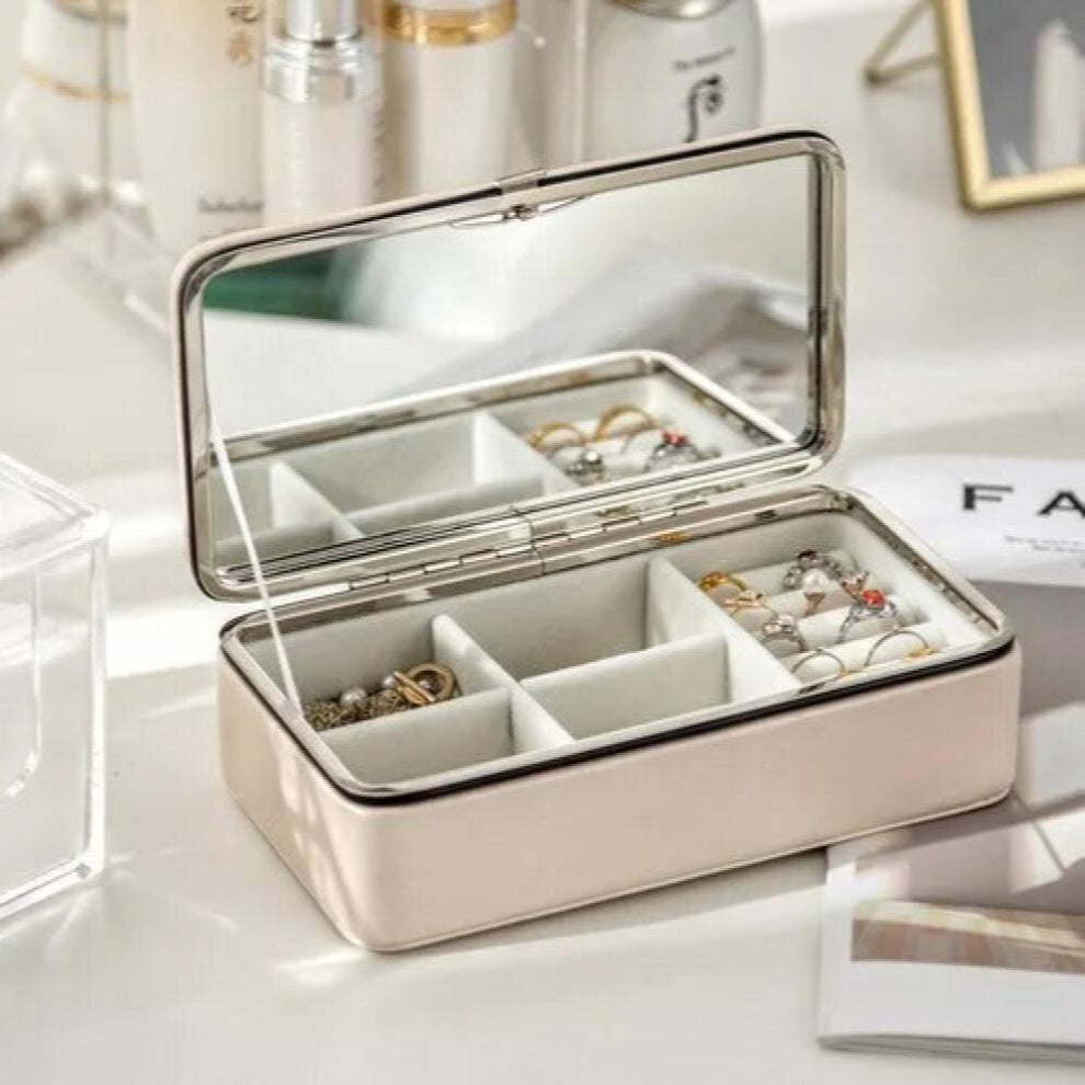 PU Jewelry Box Small Portable Travel Modern Desktop Jewelry Storage Boxes Send A Gift Household Products Light
