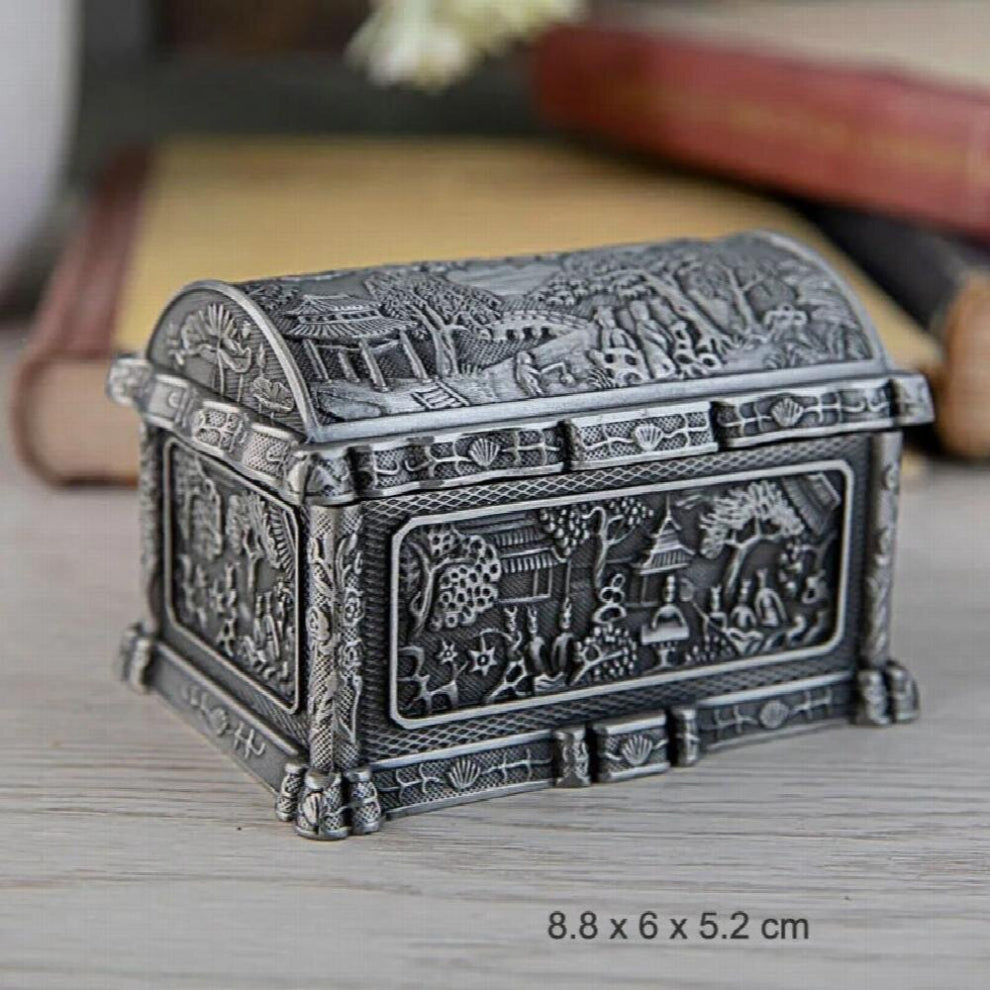 Creative classical pastoral pattern jewelry storage box high-grade household retro small desktop present jewelry box
