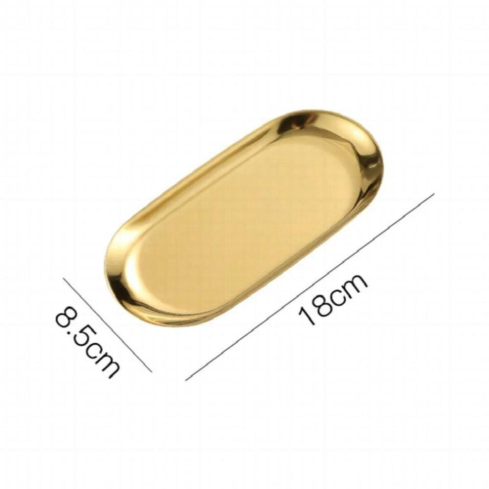 Nordic Style Oval Jewelry Storage Tray Stainless Steel Metal Storage Plate Desktop Jewelry Display Tray Holder Storage Case Box
