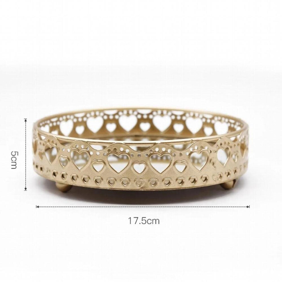 Golden Delicate Jewelry Storage Tray Glass Mirror Base Bedroom Desktop Cosmetic Decorative Organize Plate