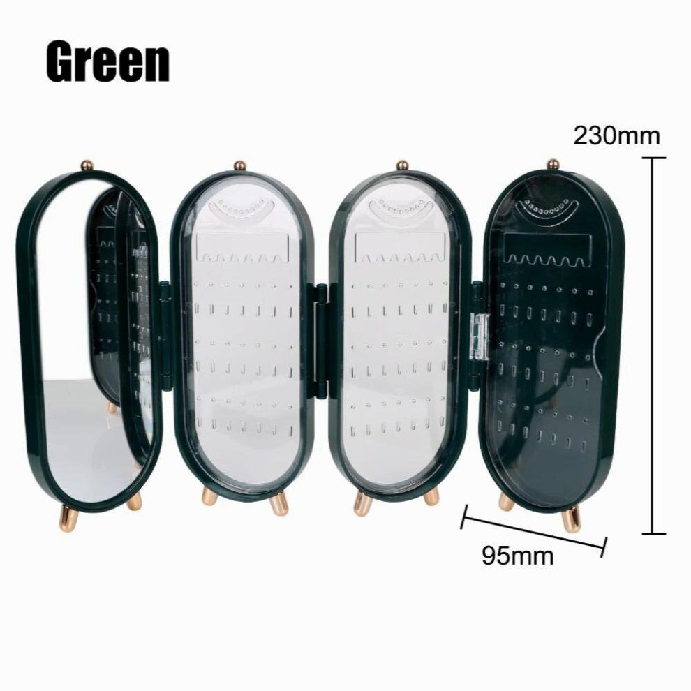Jewelry Box With Mirror Household Earrings Necklace Display Stand Screen Foldable Jewelry Organizer Case