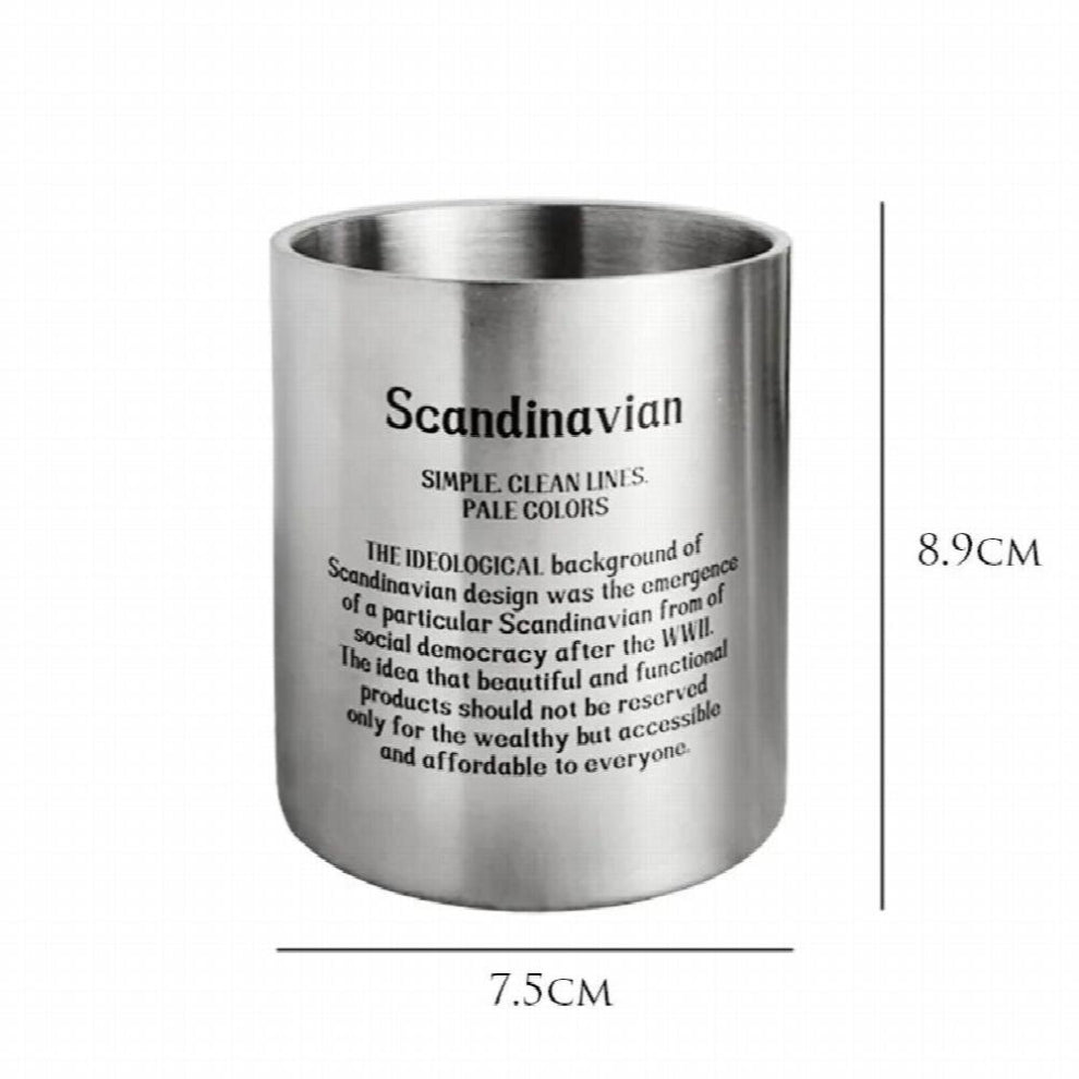 Nordic Style Silver Stainless Steel Storage Box Jewelry Bucket English Printing Desktop Storage Accessories Home Decoration