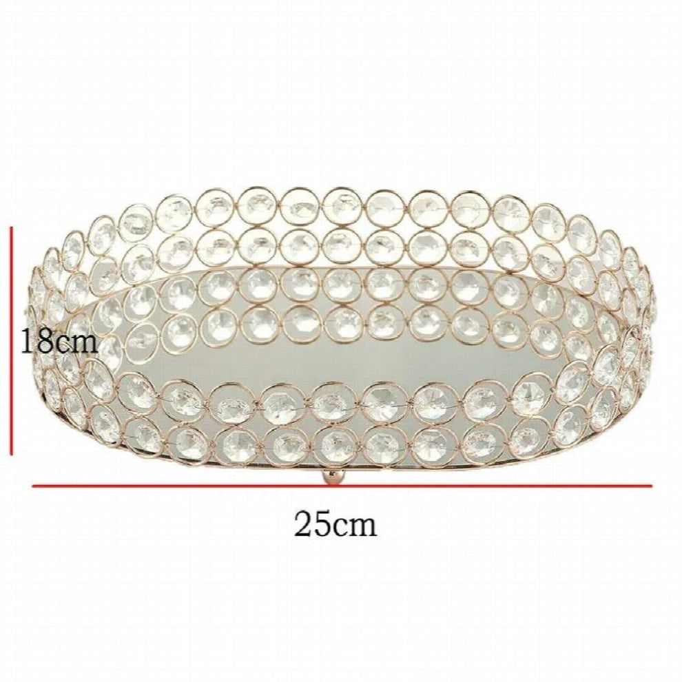 Jewelry Storage Tray Glass Mirror Base Bedroom Desktop Cosmetic Decor Organizer Tray Electroplated Golden Storage Box Props