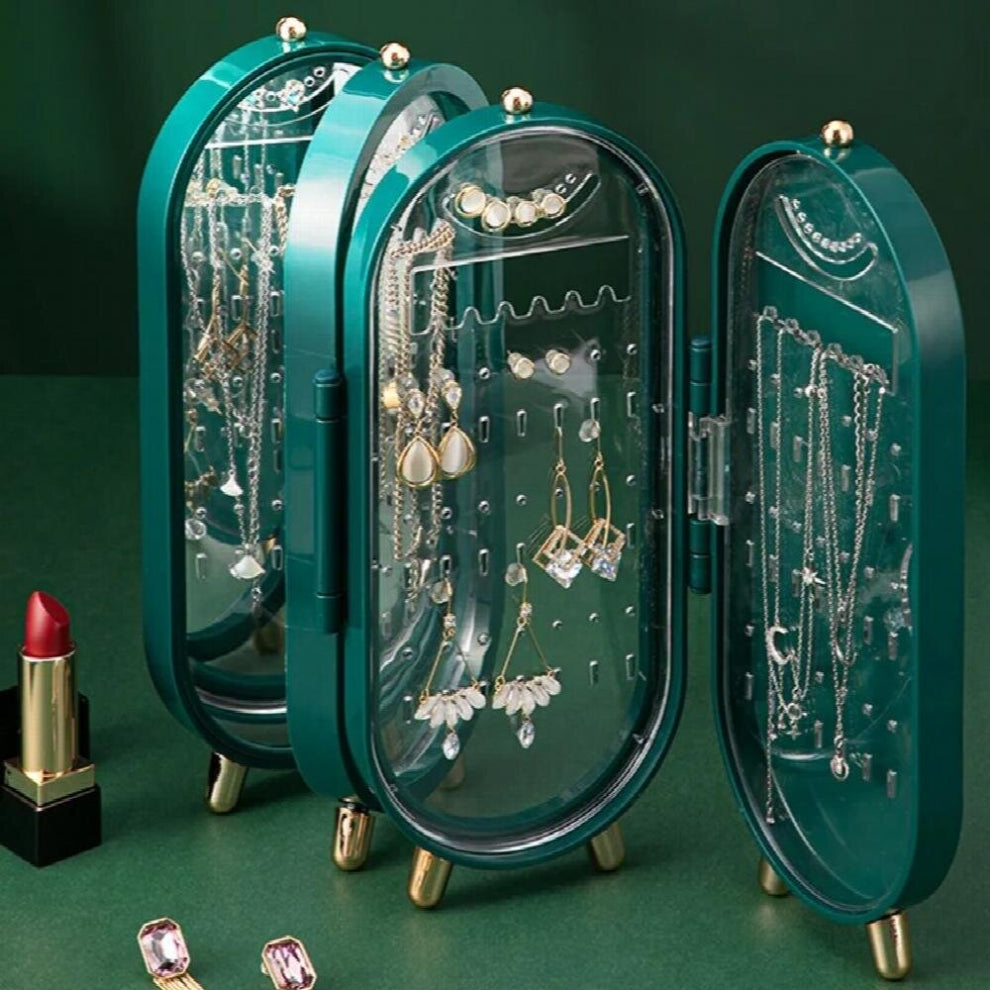 Foldable Jewelry Storage Box Organizer Household Earrings Necklace Display Stand Retro Screen Jewelry Organizer Case
