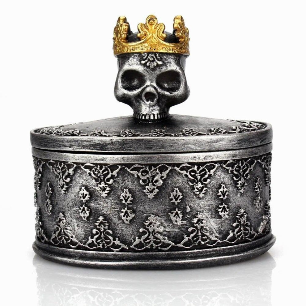 Crown Skull Jewelry Storage Box Covered Dustproof Halloween Ghost Head Pill Box Home Desktop Practical Storage Box