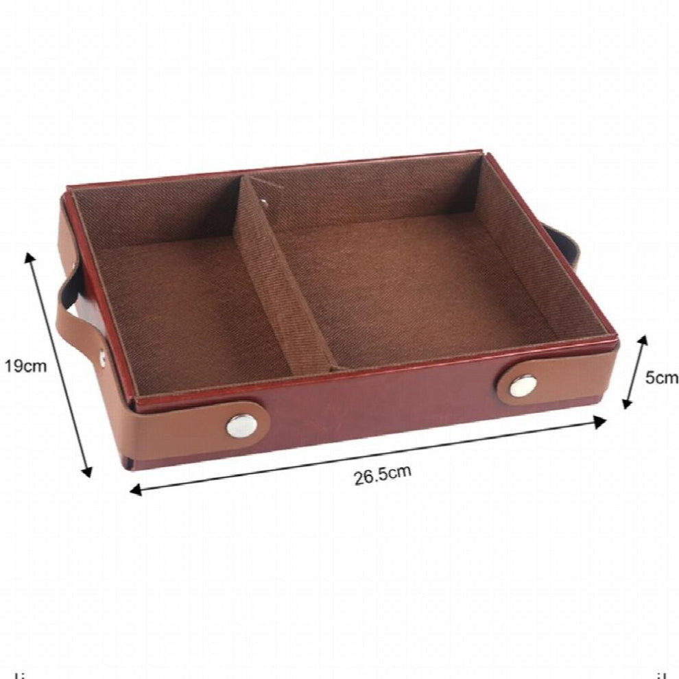 Leather Jewelry Organizer Box Desktop Tray Living Room Keys Coins Sundries Tray Folding Remote Control Storage Box Snack Basket