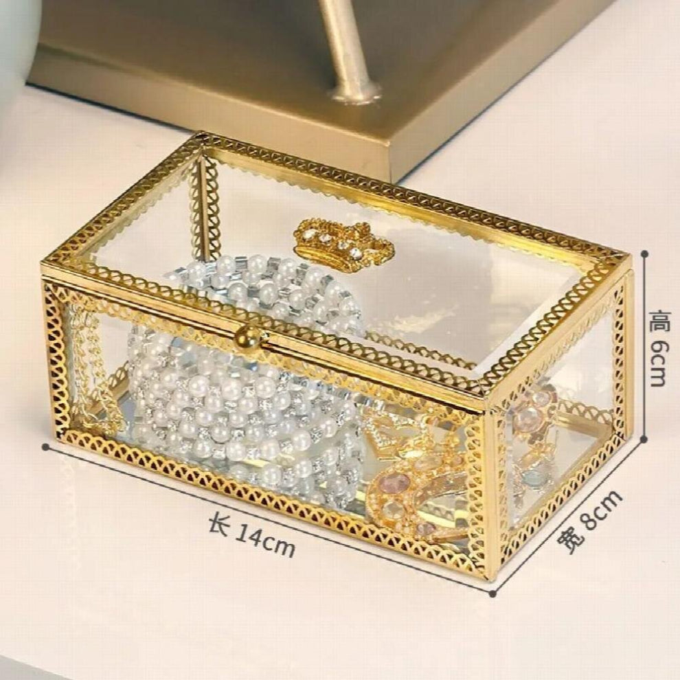 Clear Glass Jewelry Box Jewelry Organizer Holder Tabletop Sundries Watch Organizer Container Jewelry Storage Gift Drop