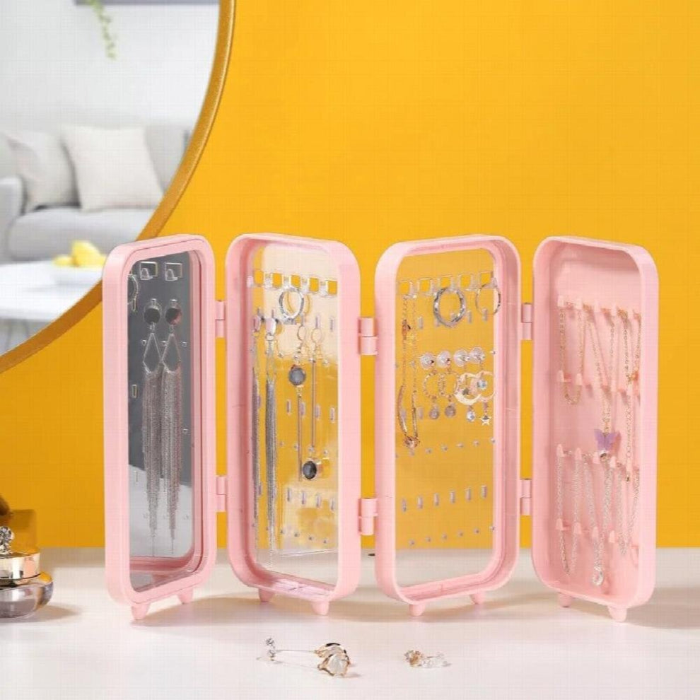 Foldable Screen Jewelry Storage Box Earrings Necklace Display Stand Household High Capacity Retro Jewelry Organizer Case