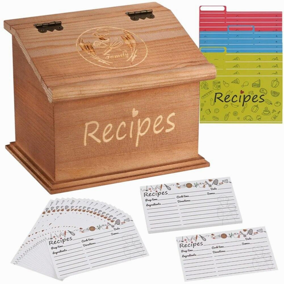 Box Recipe Wooden Wood Organizer Storagejewelry Kitchen Case Vintage Holder Container Retro Gift Bin Unfinished Home Desktop