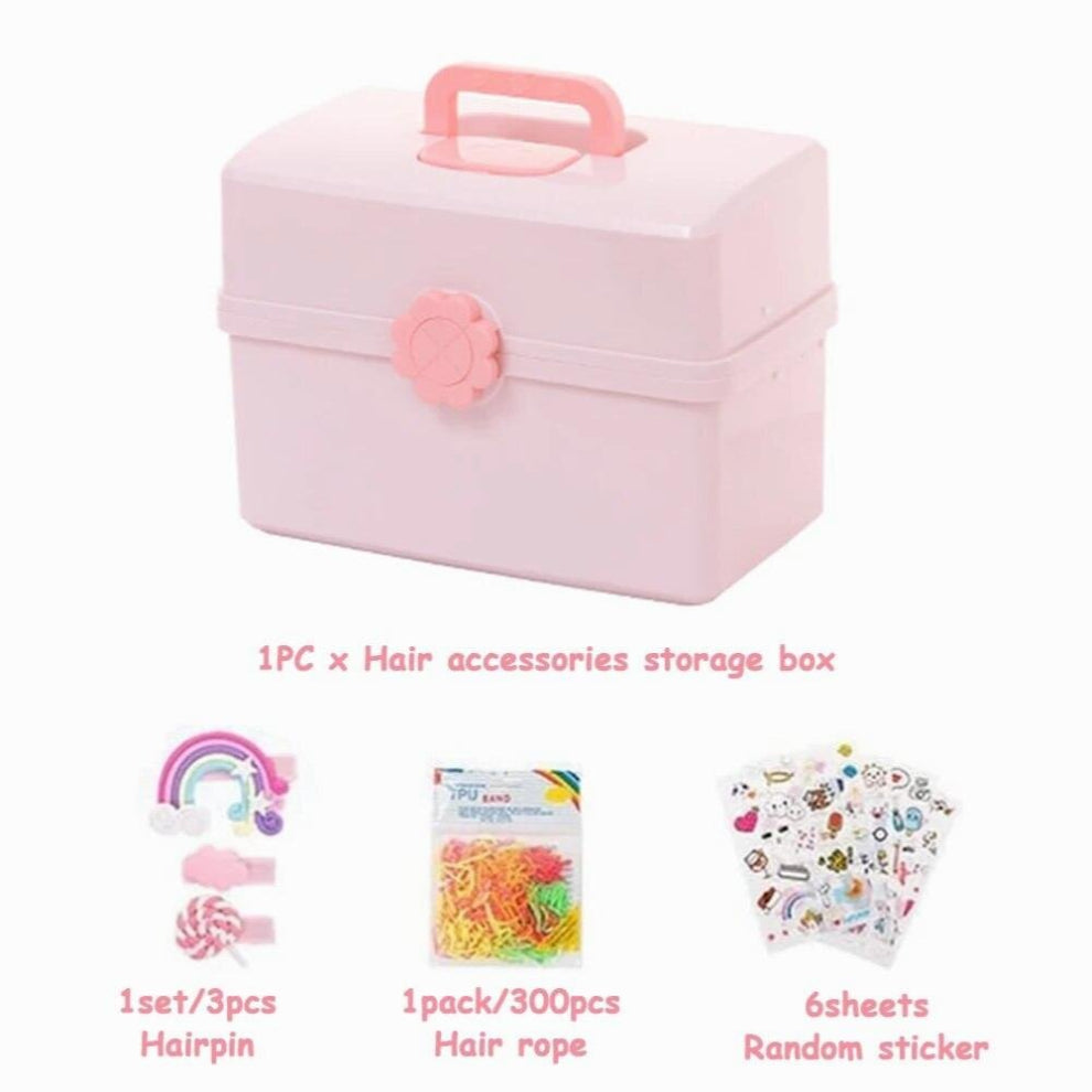 For Kids Hair Accessories Baby Girl Large Capacity Decorative Sticker With Hairpin Storage Box Non Slip Desktop Jewelry 3 Layers