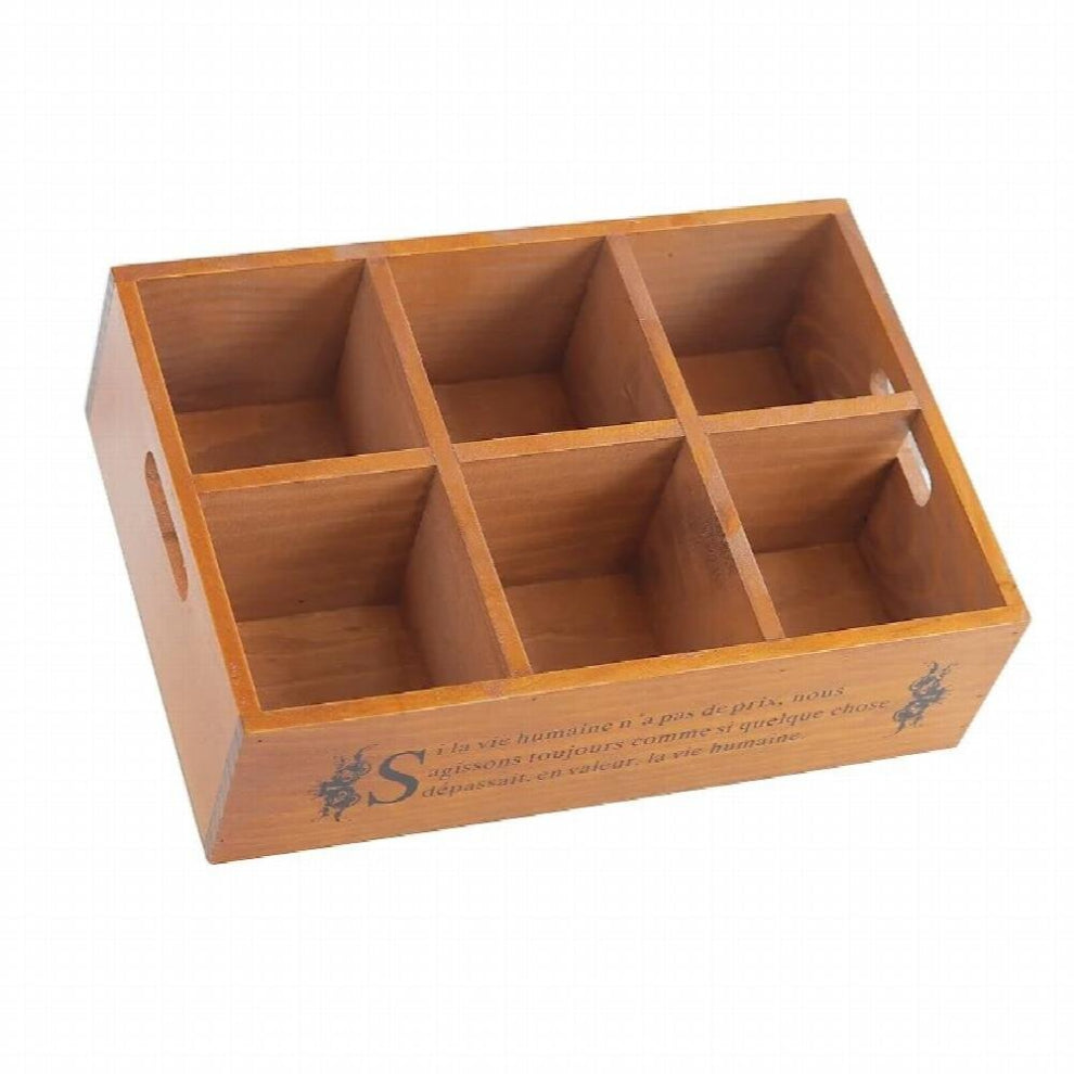 Vintage Wooden Jewelry Storage Box Multifunction 6Grid Makeup Organizer Japanens Retro Sundries Storage Containers Desktop Decor