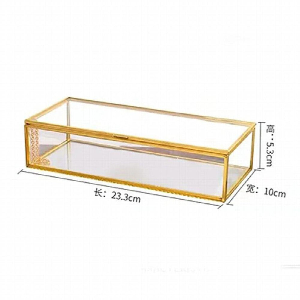 European Glass Storage Box Hand Hammered Decorative Bedroom Jewelry Organizer Modern Desktop Cosmetic Container Home Decoration
