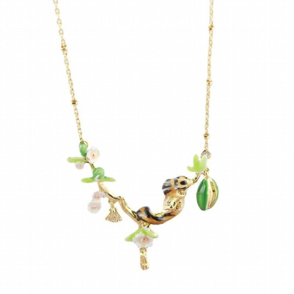European and American Jewelry Hand-painted Enamel Glaze Chipmunk Mouse Flower Fruit Pendant Necklace Female
