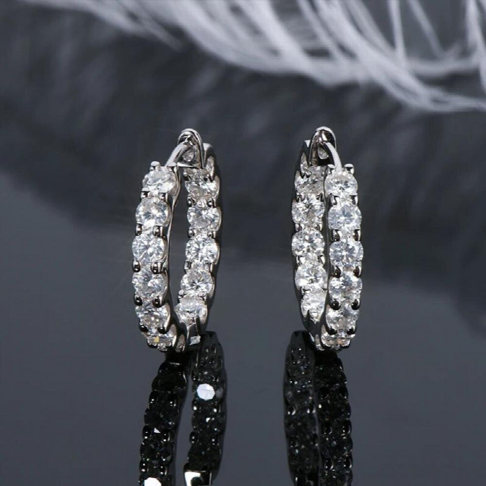 Hoops 100% 925 Sterling Silver Real 3mm Moissanite Stud Earrings For Women Sparkling Jewelry with
