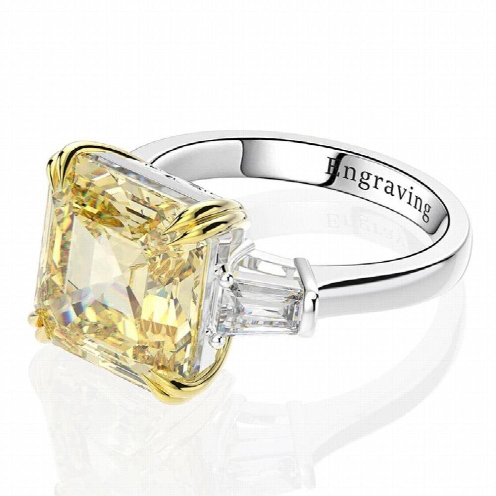 100% 925 Sterling Silver Created Moissanite Citrine Diamonds Gemstone Wedding Engagement Ring Fine Jewelry Gift