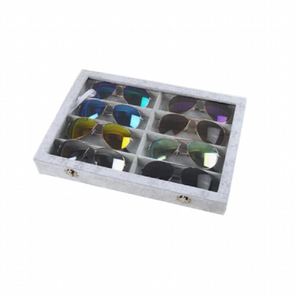 Glasses Display Box With Lock Linen-Velvet High Eyeglasses Holders Myopia Glasses Jewelry Storage Box