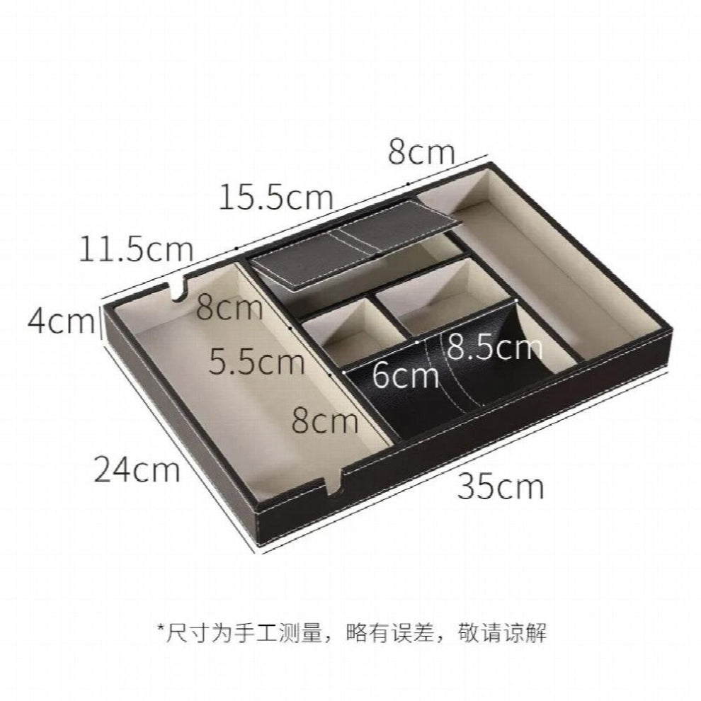 Wooden Earrings Necklace Watch Bracelet Jewelry Display Tray Mobile Phone Glasses Storage Tray PU Leather Desktop Storage Box
