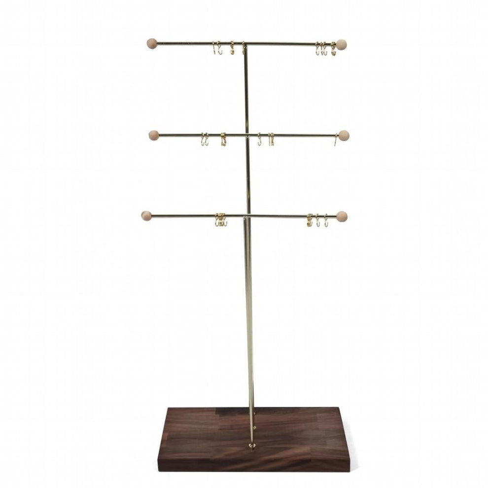 Metal 3 Tier Tabletop Bracelet Necklace Jewelry Necklace Organizer Display Tree Jewelry Holder Jewelry Organizer Walnut