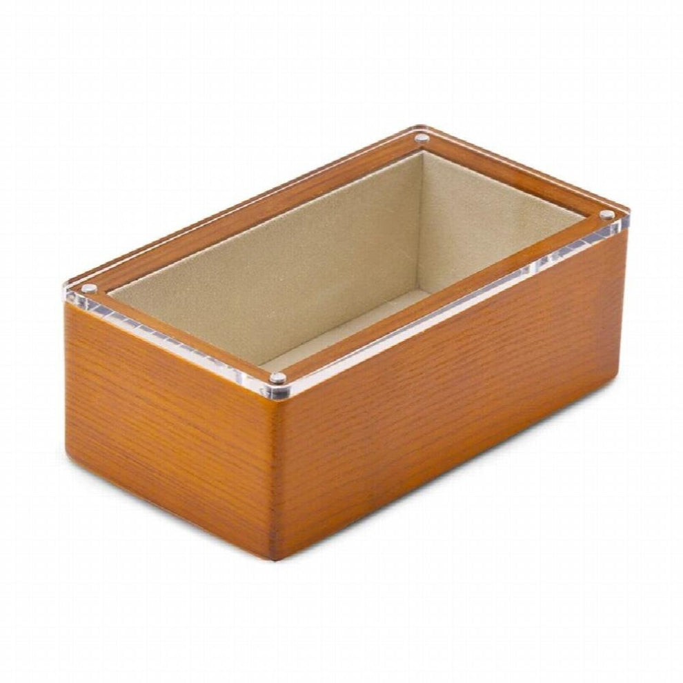 Solid Wood Multifunction Jewelry Organizer Case 18*10*6.5cm with Acylic Lid Necklace Ring Display for Household Storage