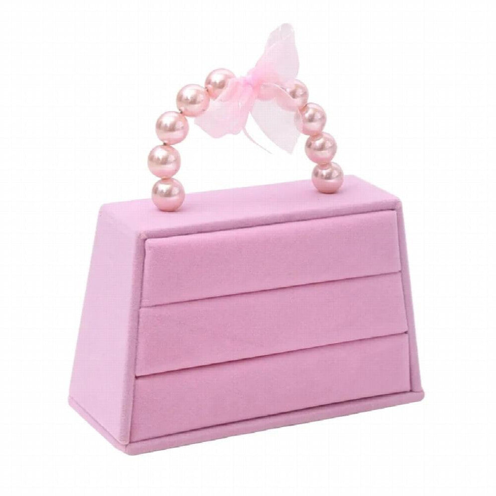 Ring Plate Earrings Jewelry Rack Ice Flower Velvet Handbag Girl Pink Hairpin Storage Desktop Easy To Organize And Take