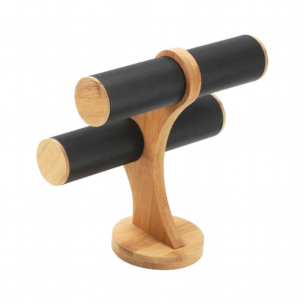 Bracelet Show Stand 2 Tier Vertical Wood Tower Bracelet Storage Rack Organizer for Bracelet Scrunchies Watch Women Desktop