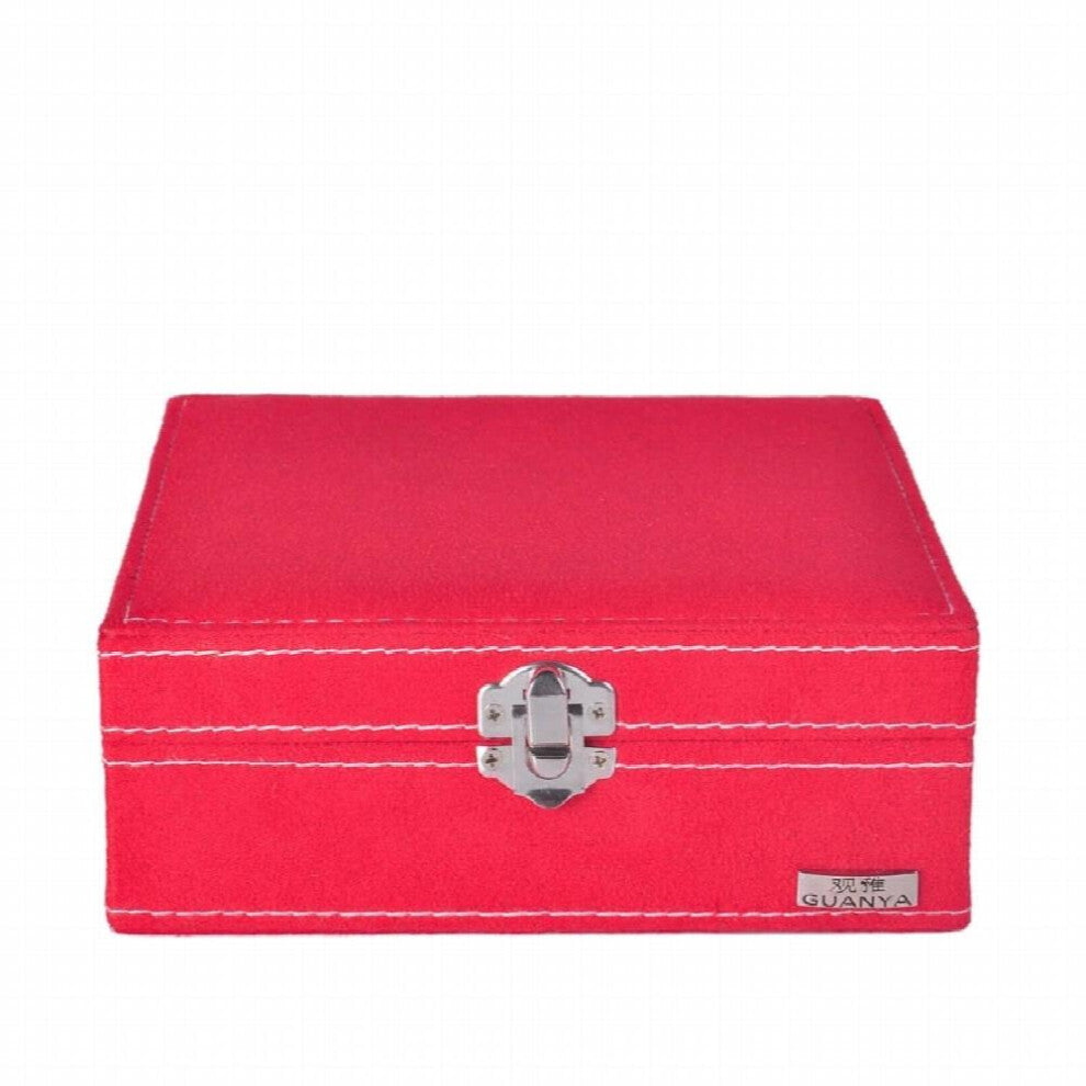 Velvet Square Jewelry Box Mirrored Storage Earring Ring Case Large Capacity Display Holder Women Gift