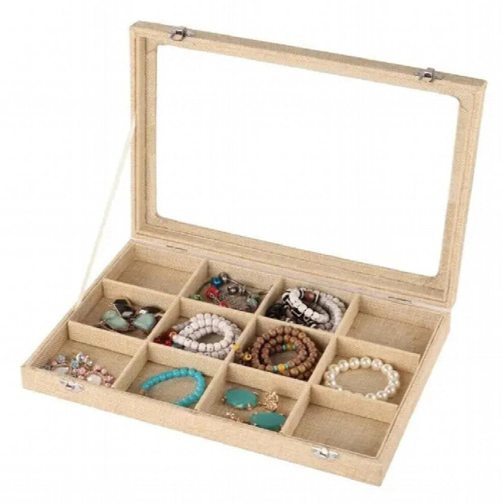 Hot Natural Linen Jewelry Box for Ring-Earring-Bracelet-Necklaces or other Ornaments Storage Jewellery Organizer Packaging