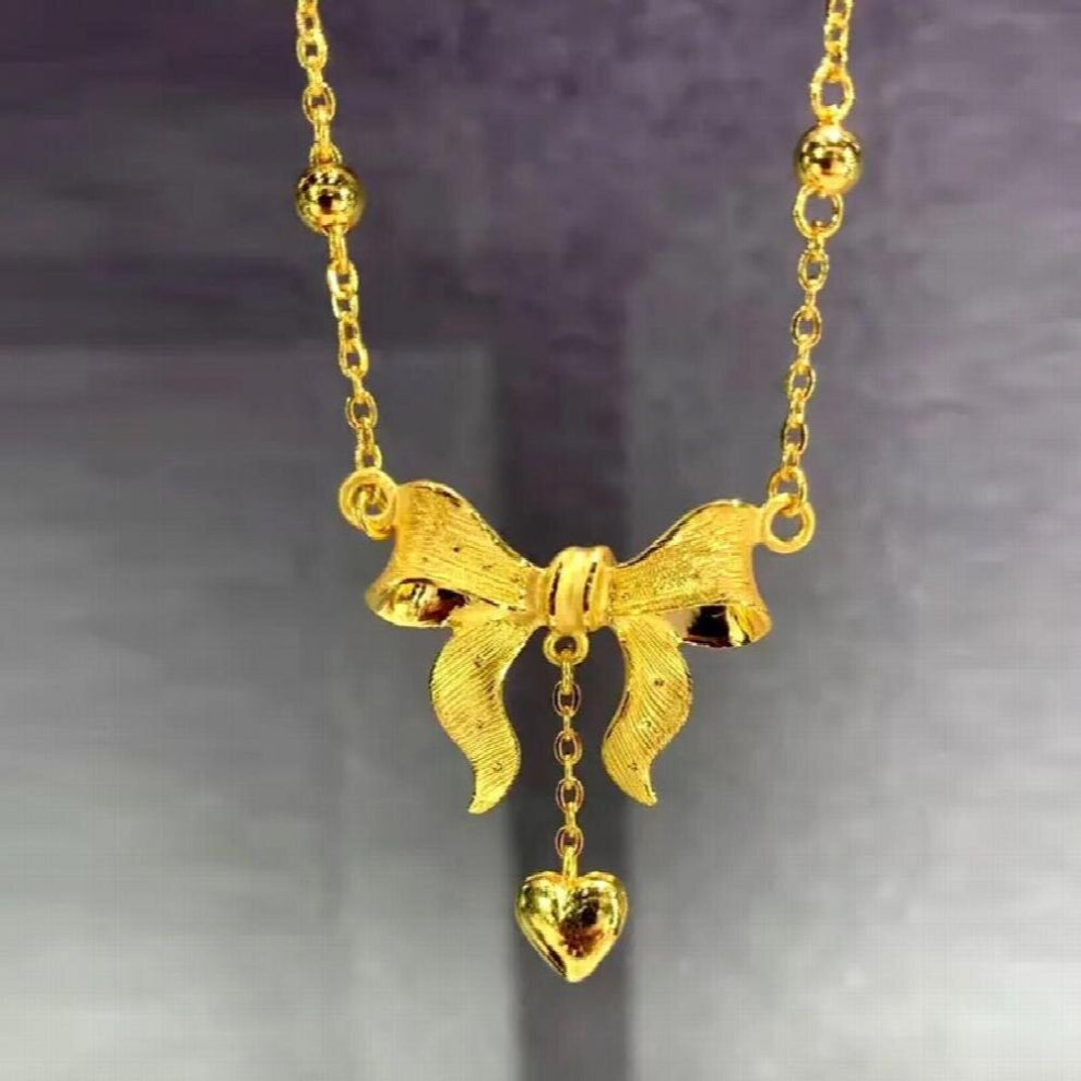 Princess Chain Clavicle Chain Wedding Sand Love Tassel Bow 24k Platednecklace Female Wedding Engagement Jewelry