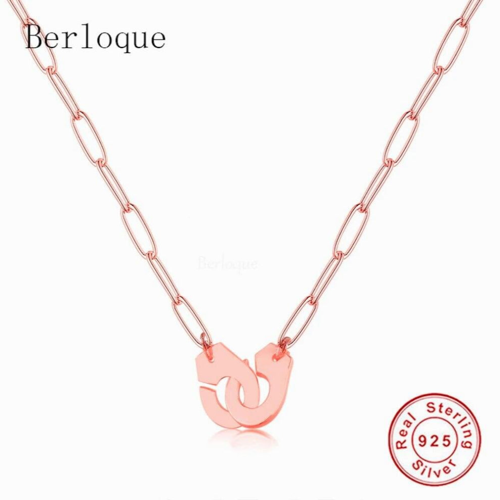 Collier Femme 925 Sterling Silver Zircon Handcuff Pendant Necklace For Women Punk Rock Crystal Lock Dangle Menottes Necklace