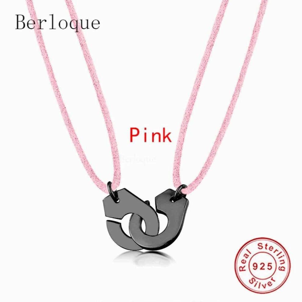High 925 Sterling Silver Handcuff Les Menottes Pendant Necklace With Adjustable Rope For Men Women Bijoux Collier